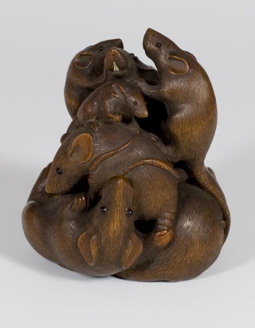 EXCEPTIONAL JAPANESE WOODEN RAT OKIMONO BY KEIMIN - ADDITIONAL PHOTO 2