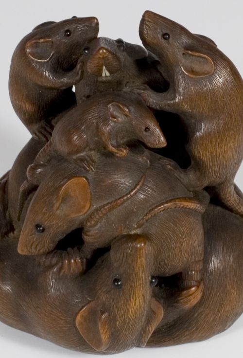 EXCEPTIONAL JAPANESE WOODEN RAT OKIMONO BY KEIMIN - ADDITIONAL PHOTO 8