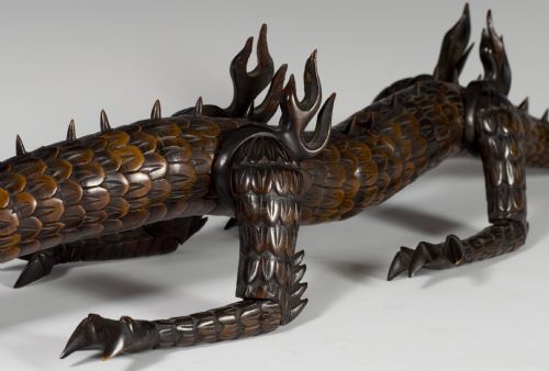 LARGE JAPANESE BOXWOOD ARTICULATED DRAGON AFTER MYOCHIN - ADDITIONAL PHOTO 6