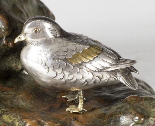 AN EXQUISITE JAPANESE MIXED METAL STUDY OF MANDARIN DUCKS - ADDITIONAL PHOTO 10