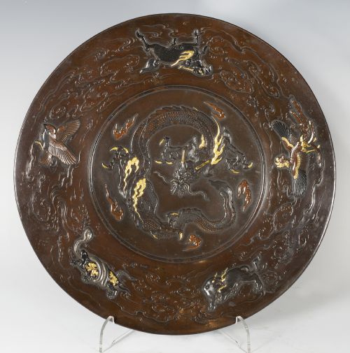superb quality miyabe atsuyoshi mixed metal charger - CATEGORY: ANTIQUE METAL - DATED 1890