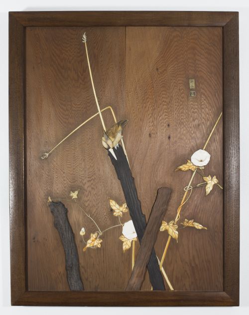 a fine quality japanese shibayama style onlaid panel - CATEGORY: ANTIQUE ART - DATED 1890