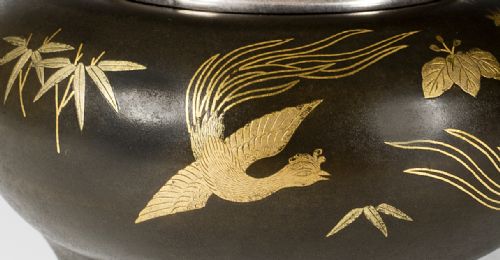 JAPANESE SHIBUICHI GOLD INLAID KORO WITH SILVER LID - ADDITIONAL PHOTO 7