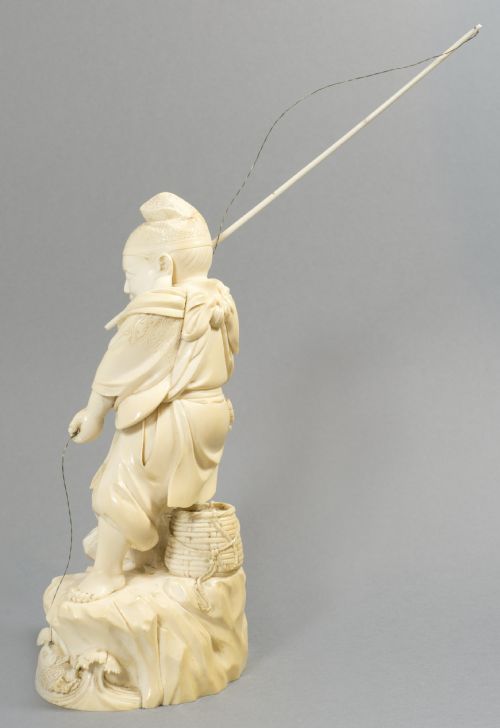 HUMEROUS JAPANESE IVORY OKIMONO EBISU LUCKY FISHING GOD - ADDITIONAL PHOTO 3
