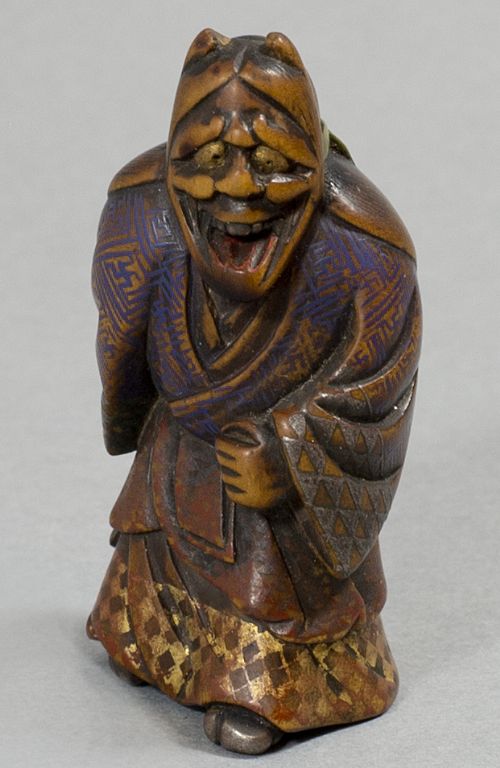 18TH CENTURY PAINTED BOXWOOD NETSUKE BY NAGAMACHI SHUZAN - ADDITIONAL PHOTO 4