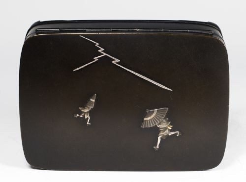 HUMEROUS JAPANESE SILVER LINED ONLAID BRONZE BOX - ADDITIONAL PHOTO 4