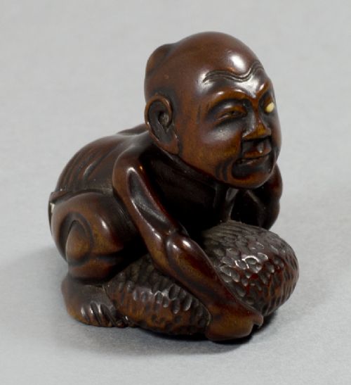 a humerous japanese boxwood netsuke signed by gyokkei - CATEGORY: ANTIQUE MISCELLANEOUS - DATED 1890