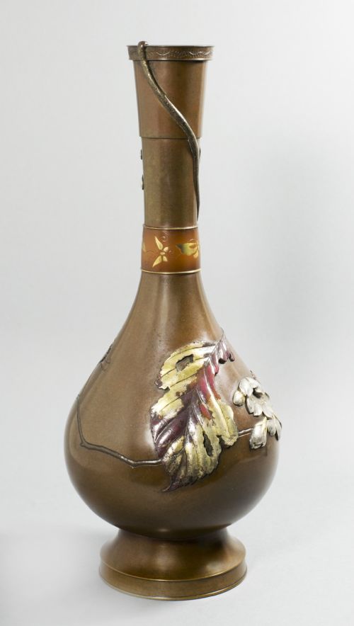 HIGH QUALITY JAPANESE ONLAID VASE BY SUZUKI CHOKICHI - ADDITIONAL PHOTO 4