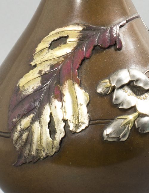HIGH QUALITY JAPANESE ONLAID VASE BY SUZUKI CHOKICHI - ADDITIONAL PHOTO 8