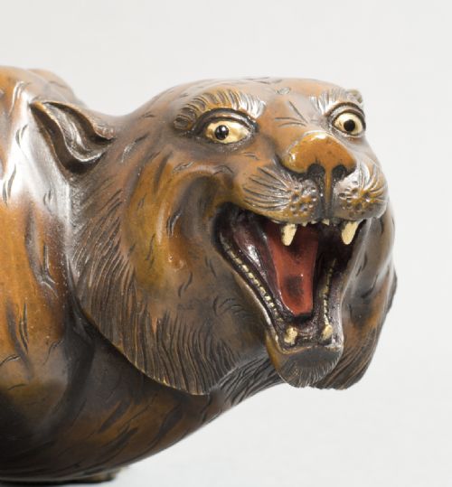 STYLISTIC JAPANESE BRONZE MIXED METAL TIGER BY TOSHIHARU - ADDITIONAL PHOTO 9