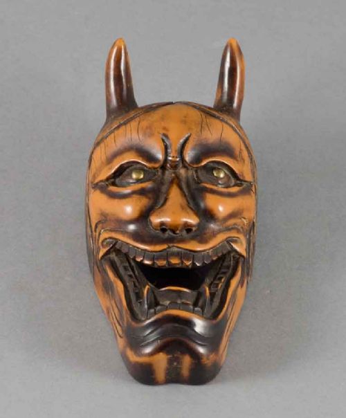 large japanese noh mask wooden netsuke hannya - CATEGORY: ANTIQUE MISCELLANEOUS - DATED 1890