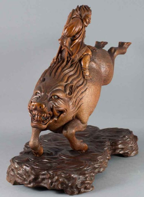 WONDERFUL JAPANESE CARVED WOOD OKIMONO OF NITTA NO SHIRO - ADDITIONAL PHOTO 2