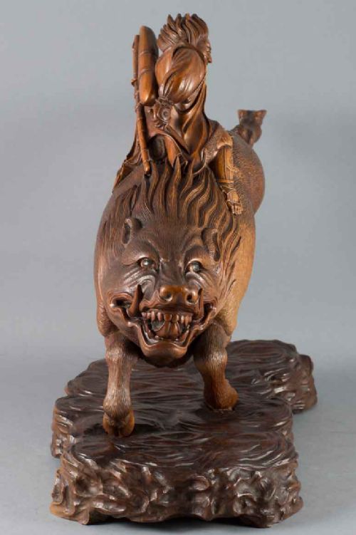 WONDERFUL JAPANESE CARVED WOOD OKIMONO OF NITTA NO SHIRO - ADDITIONAL PHOTO 3