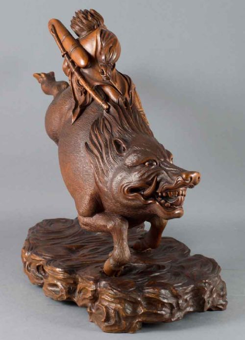WONDERFUL JAPANESE CARVED WOOD OKIMONO OF NITTA NO SHIRO - ADDITIONAL PHOTO 4