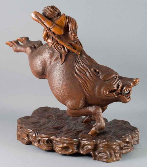 WONDERFUL JAPANESE CARVED WOOD OKIMONO OF NITTA NO SHIRO - ADDITIONAL PHOTO 5
