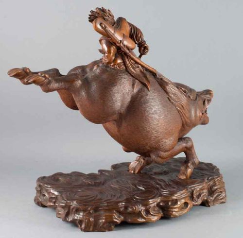 WONDERFUL JAPANESE CARVED WOOD OKIMONO OF NITTA NO SHIRO - ADDITIONAL PHOTO 7