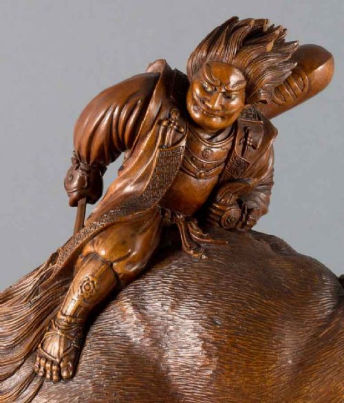 WONDERFUL JAPANESE CARVED WOOD OKIMONO OF NITTA NO SHIRO - ADDITIONAL PHOTO 11