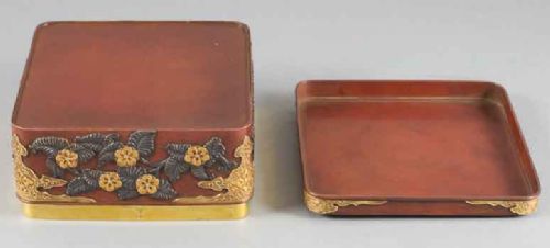 HIGHLY DECORATIVE JAPANESE BRONZE MIXED METAL LIDDED BOX - ADDITIONAL PHOTO 2