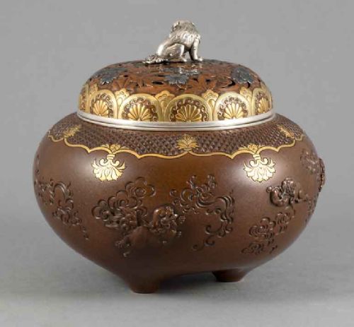 HIGH QUALITY JAPANESE HAND BEATEN COPPER MIXED METAL KORO - ADDITIONAL PHOTO 3