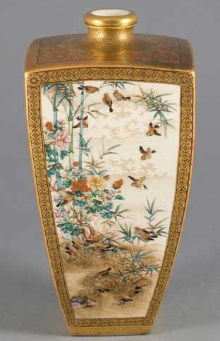 exquisite tapered satsuma vase by matsumoto hozan - CATEGORY: ANTIQUE VASES - DATED 1900