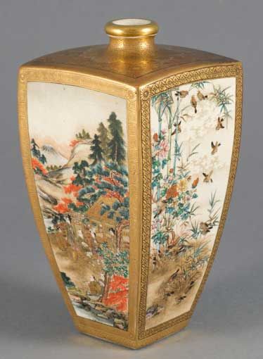EXQUISITE TAPERED SATSUMA VASE BY MATSUMOTO HOZAN - ADDITIONAL PHOTO 1