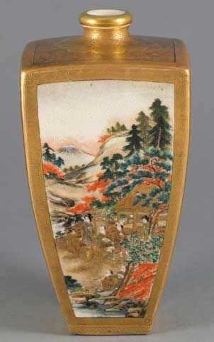 EXQUISITE TAPERED SATSUMA VASE BY MATSUMOTO HOZAN - ADDITIONAL PHOTO 2