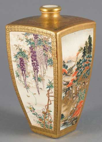 EXQUISITE TAPERED SATSUMA VASE BY MATSUMOTO HOZAN - ADDITIONAL PHOTO 3