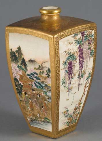EXQUISITE TAPERED SATSUMA VASE BY MATSUMOTO HOZAN - ADDITIONAL PHOTO 4