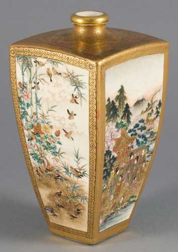 EXQUISITE TAPERED SATSUMA VASE BY MATSUMOTO HOZAN - ADDITIONAL PHOTO 7