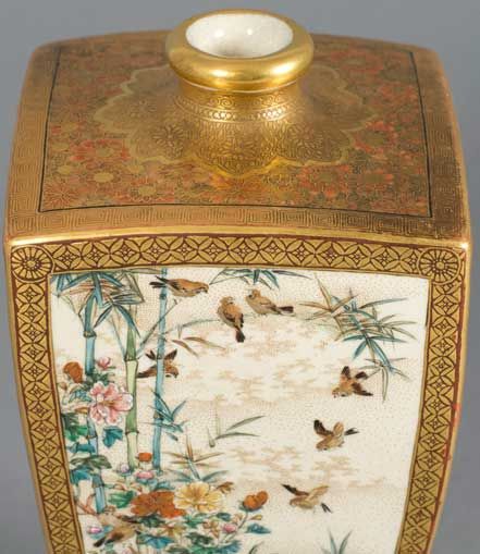EXQUISITE TAPERED SATSUMA VASE BY MATSUMOTO HOZAN - ADDITIONAL PHOTO 9