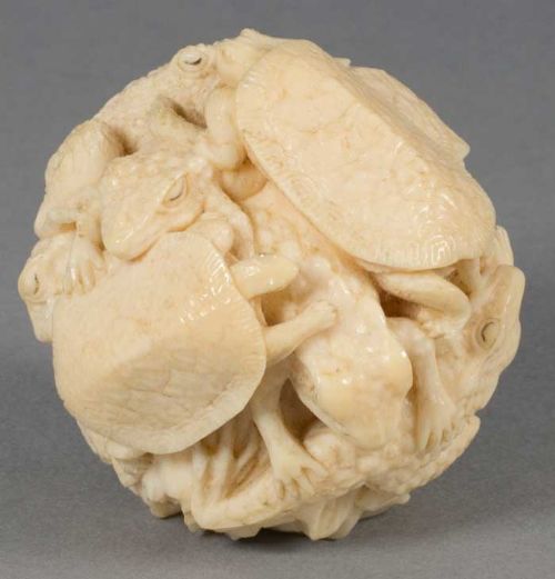 GREAT QUALITY HUMEROUS JAPANESE IVORY TOAD AND TERRAPIN OKIMONO BY ICHIMIN - ADDITIONAL PHOTO 5