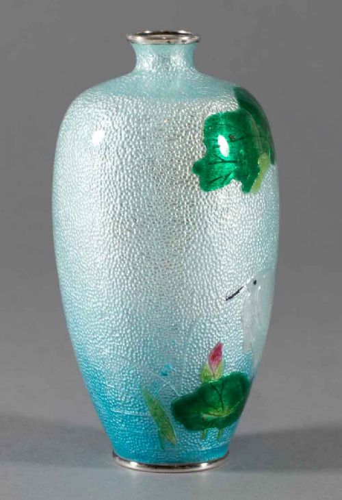 SILVER MOUNTED JAPANESE BASSETAILLE CLOISONNE VASE - ADDITIONAL PHOTO 1