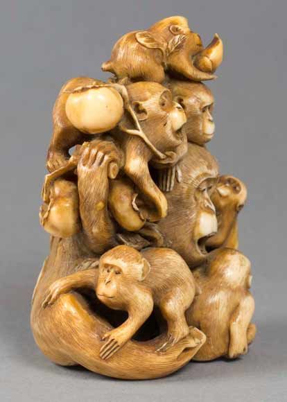 EXCEPTIONAL JAPANESE OKIMONO MONKEY GROUP SIGNED BY MASATAMI - ADDITIONAL PHOTO 1