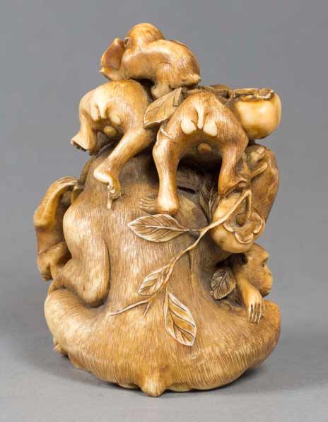 EXCEPTIONAL JAPANESE OKIMONO MONKEY GROUP SIGNED BY MASATAMI - ADDITIONAL PHOTO 4