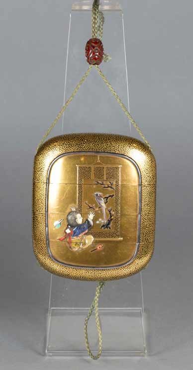 high quality japanese gold lacquer enamel shibayama inro - CATEGORY: ANTIQUE JEWELLERY - DATED 1890