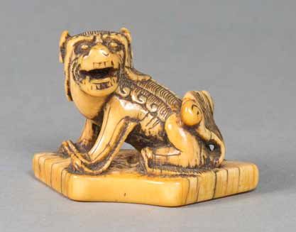 LOVELY EDO PERIOD JAPANESE IVORY NETSUKE SHI SHI DOG - ADDITIONAL PHOTO 1