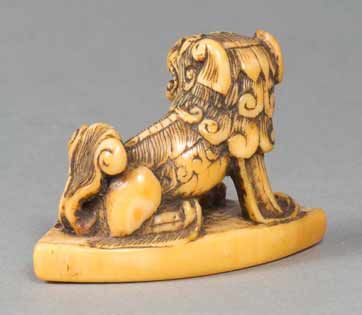 LOVELY EDO PERIOD JAPANESE IVORY NETSUKE SHI SHI DOG - ADDITIONAL PHOTO 4