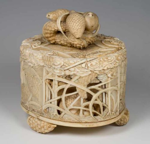 DELIGHTFUL JAPANESE IVORY QUAIL MILLET LIDDED BOX - ADDITIONAL PHOTO 7