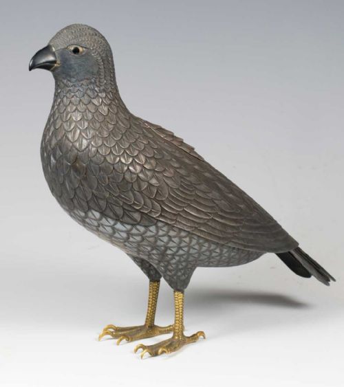 SOLID SILVER JAPANESE KOROINCENSE BURNER IN THE FORM OF A HAWK - ADDITIONAL PHOTO 1