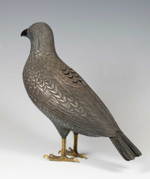 SOLID SILVER JAPANESE KOROINCENSE BURNER IN THE FORM OF A HAWK - ADDITIONAL PHOTO 8