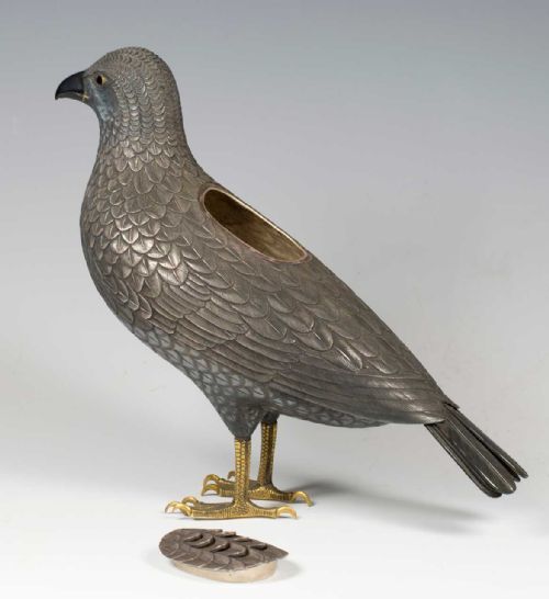 SOLID SILVER JAPANESE KOROINCENSE BURNER IN THE FORM OF A HAWK - ADDITIONAL PHOTO 9