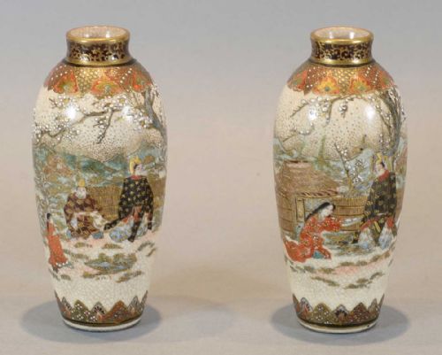 fine quality pair of japanese miniature satsuma vases signed kizan - CATEGORY: ANTIQUE VASES - DATED 1890