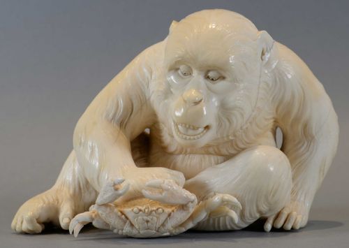 EXHIBITION QUALITY JAPANESE IVORY MONKEY OKIMONO BY IMPERIAL ARTIST ISHIKAWA KOMEI - ADDITIONAL PHOTO 7