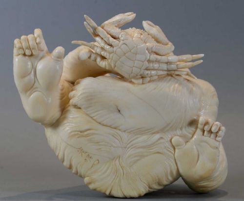 EXHIBITION QUALITY JAPANESE IVORY MONKEY OKIMONO BY IMPERIAL ARTIST ISHIKAWA KOMEI - ADDITIONAL PHOTO 10