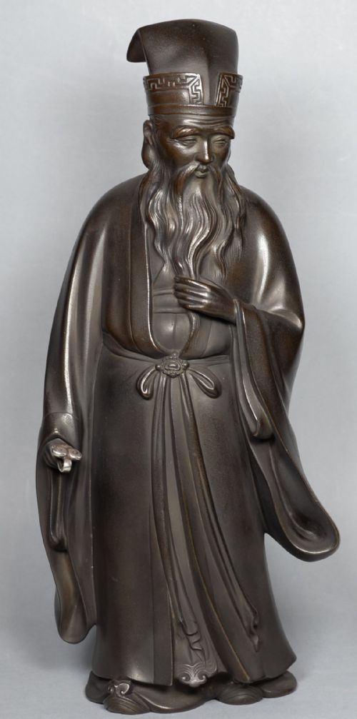fine quality japanese bronze okimono of jurojin lucky god - CATEGORY: ANTIQUE SCULPTURES - DATED 1910