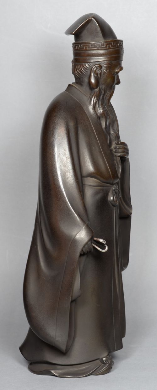 FINE QUALITY JAPANESE BRONZE OKIMONO OF JUROJIN LUCKY GOD - ADDITIONAL PHOTO 2