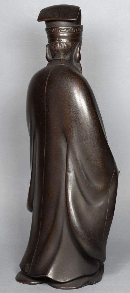 FINE QUALITY JAPANESE BRONZE OKIMONO OF JUROJIN LUCKY GOD - ADDITIONAL PHOTO 3