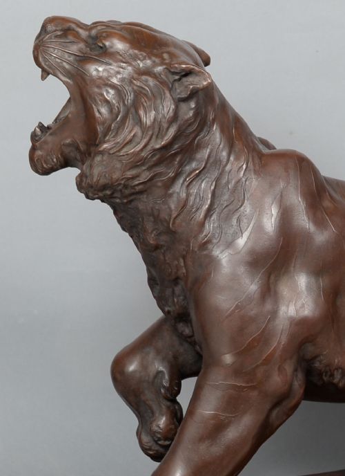 OUTSTANDING QUALITY JAPANESE BRONZE TIGER ON STAND BY THE MARUKI COMPANY - ADDITIONAL PHOTO 5
