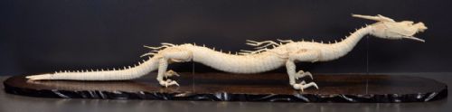 large fully articulated japanese ivory dragon jizai okimono on stand - CATEGORY: ANTIQUE MISCELLANEOUS - DATED 1890