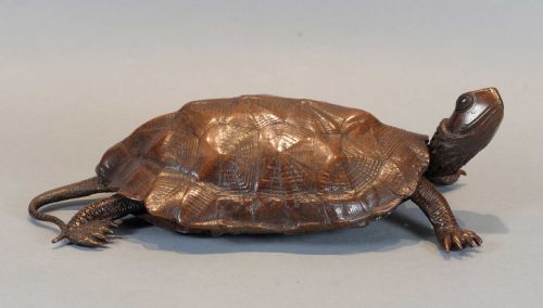 Large Japanese Meiji Period Bronze Tortoise Okimono